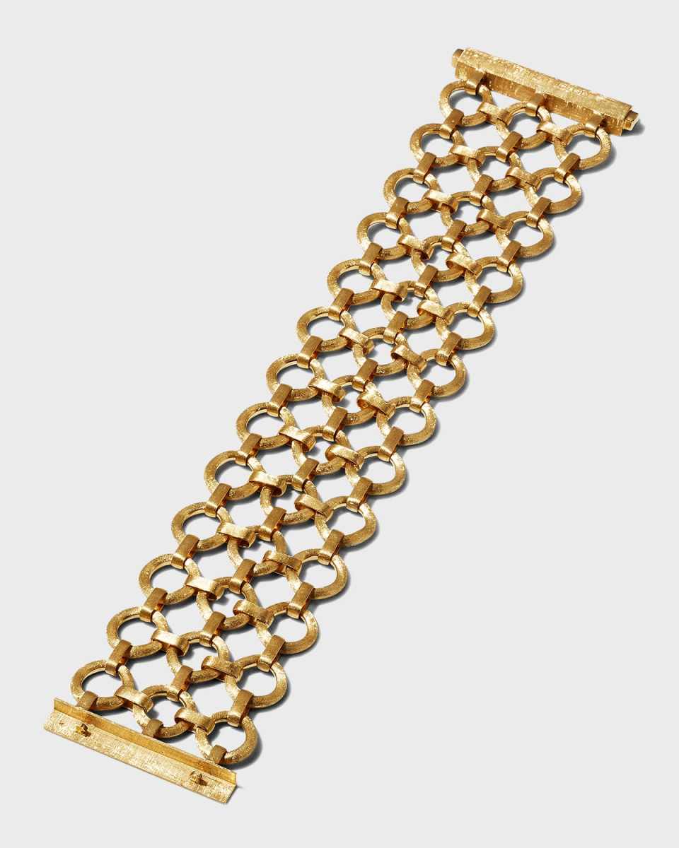 18K Jaipur Yellow Gold Three-Row Flat Link Bracelet
